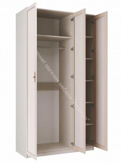 Шкаф для одежды 06.56 Габриэлла, трехдверный, Вудлайн кремовый/Сандал белый/патина