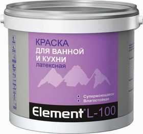 Краска для Ванной и Кухни Латексная Element L-100 2л Белая Alpa Супермоющаяся.