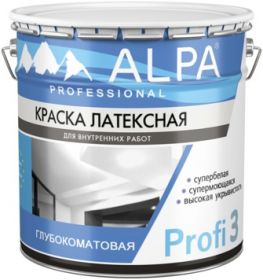 Краска Латексная Alpa Profi 3 0.5л Супербелая, Супермоющаяся, Белая / Аьпа Профи 3.