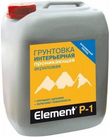 Грунтовка Интерьерная Element P-1 1л Бесцветная Alpa Проникающая Акриловая.