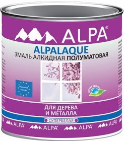 Эмаль для Дерева и Металла Alpa Alpalaque 2.5л Полуматовая, Алкидная, Белая / Альпа.