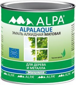 Эмаль для Дерева и Металла Alpa Alpalaque 2.5л Матовая, Алкидная, Белая / Альпа.
