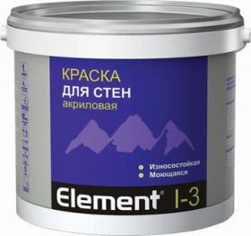 Краска для Стен Акриловая Alpa Element I-3 10л Белая, Износостойкая, Моющаяся / Альпа Элемент И-3.