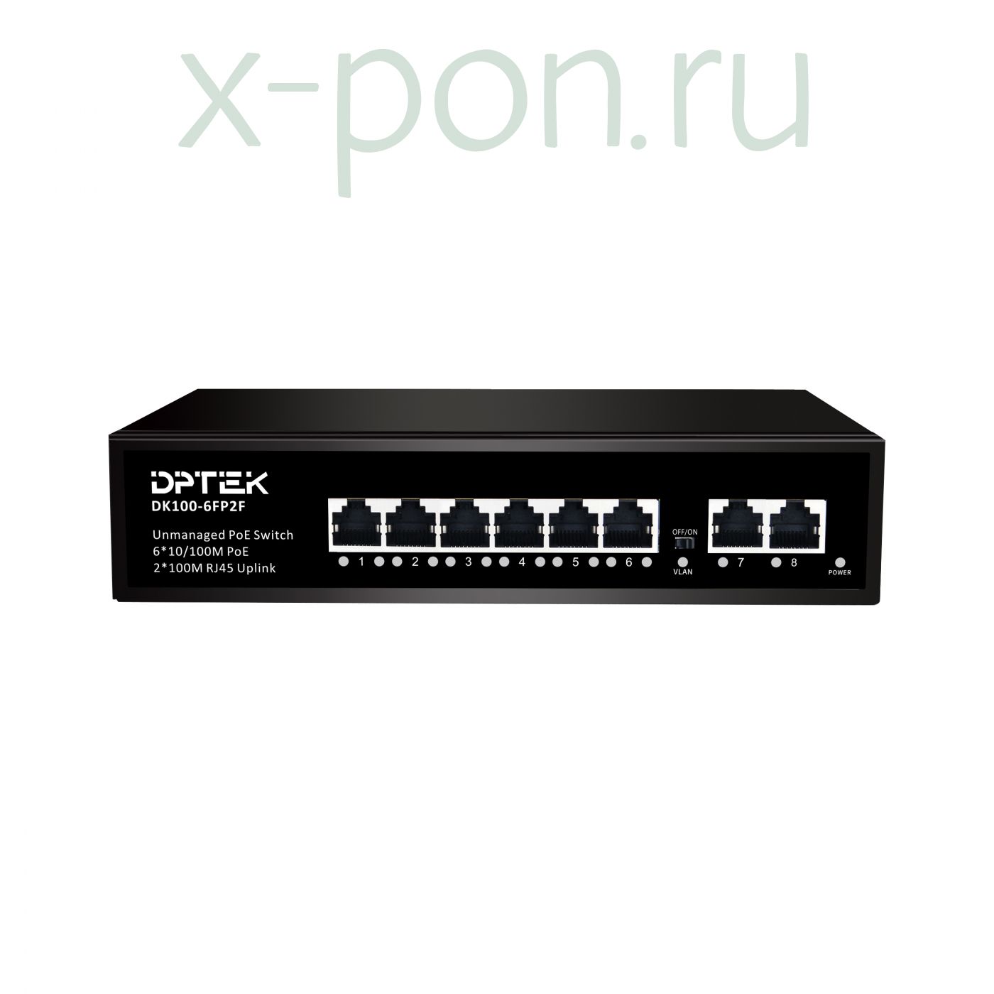 Коммутатор Dptek DK100-6FP2F 6POE 100мб + 2uplink