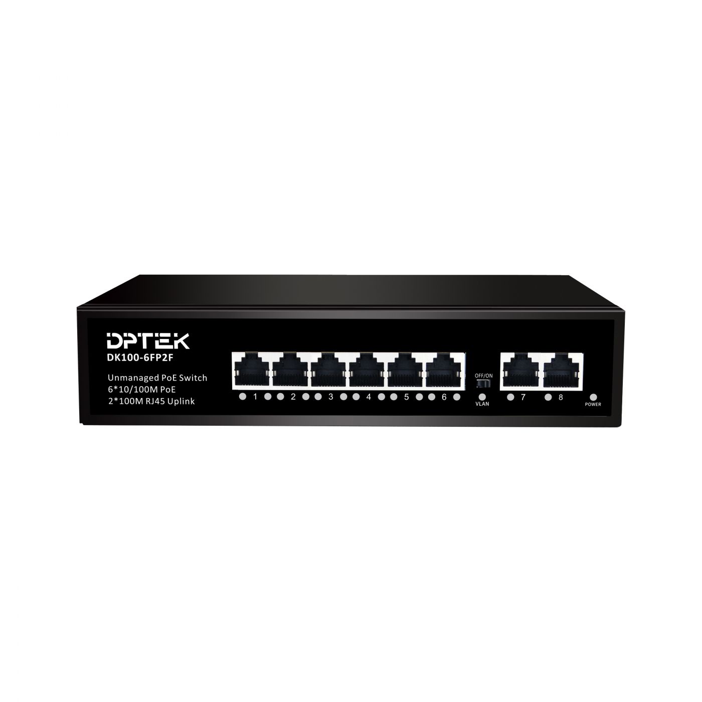 Коммутатор Dptek DK100-6FP2F 6POE 100мб + 2uplink