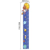 Наклейка пластик интерьерная цветная ростомер "Мишка на ракете" 50x70 см