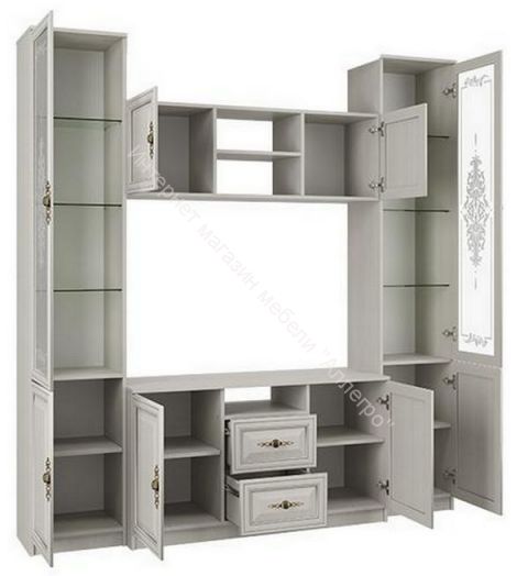 Спальный гарнитур Габриэлла, Вудлайн кремовый/Сандал белый/патина