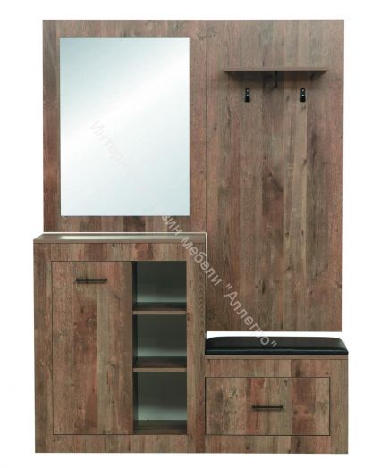 Шкаф (прихожая) Аданте с зеркалом, Кейптаун/кожзам Коричневый