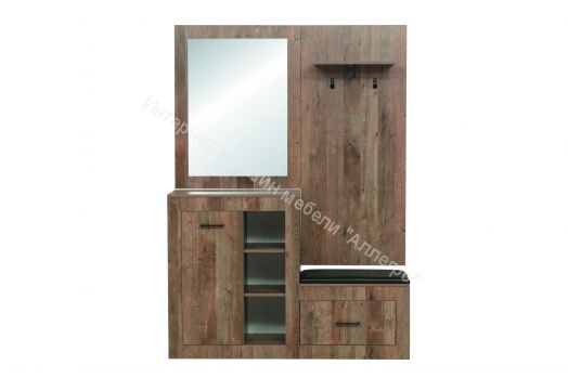 Шкаф (прихожая) Аданте с зеркалом, Кейптаун/кожзам Коричневый