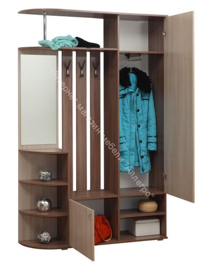 Шкаф комбинированный (прихожая) "Кармен-7" с зеркалом, Венге / Вудлайн кремовый