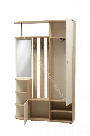 Шкаф комбинированный (прихожая) "Кармен-7" с зеркалом, Дуб сонома/Белый