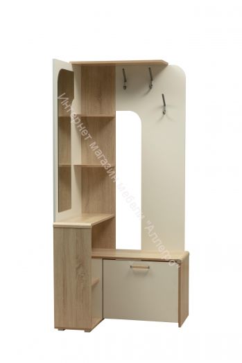 Вешалка (прихожая) Антре угловая с зеркалом, Дуб сонома/Белый