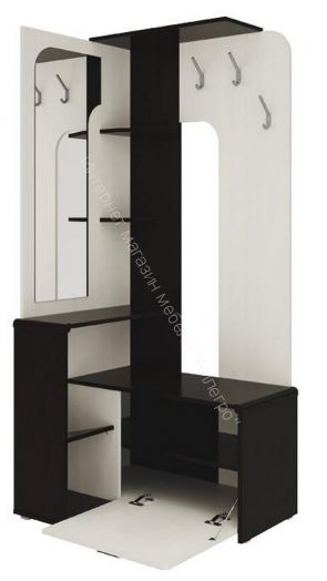 Вешалка (прихожая) Антре угловая с зеркалом, Венге/Вудлайн кремовый