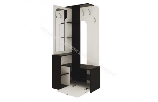 Вешалка (прихожая) Антре угловая с зеркалом, Венге/Вудлайн кремовый