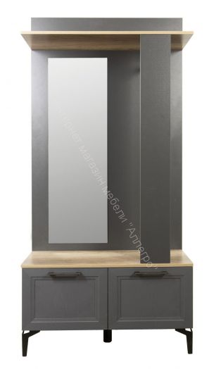Шкаф для прихожей Кармен-2 (с зеркалом), Диамант серый/Дуб каньон