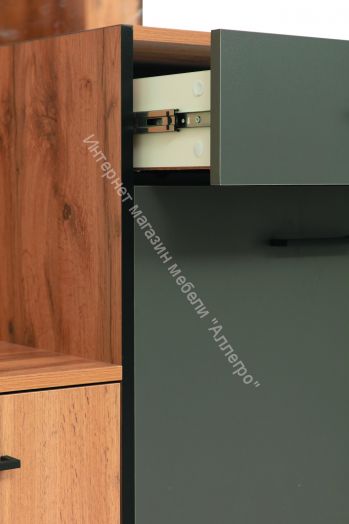 Шкаф (прихожая) 46.09 Доната (с зеркалом), Дуб вотан/Диамант серый/металл Черный