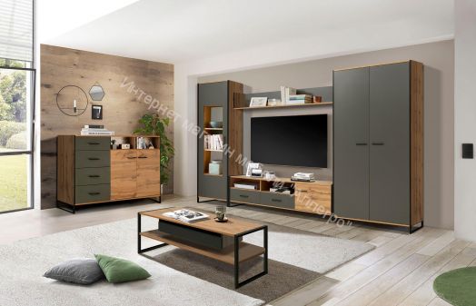 Шкаф-витрина 46.01 Доната, Дуб вотан/Диамант серый