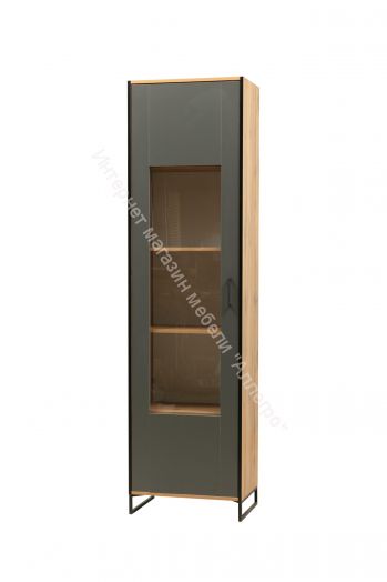 Шкаф-витрина 46.01 Доната, Дуб вотан/Диамант серый