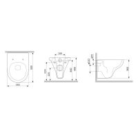 Подвесной безободковый унитаз AM.PM Gem C901700SC FlashClean с сиденьем микролифт схема 2