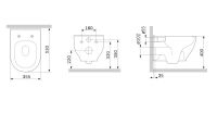 Подвесной безободковый унитаз AM.PM Like C801701SC FlashClean с сиденьем микролифт схема 2