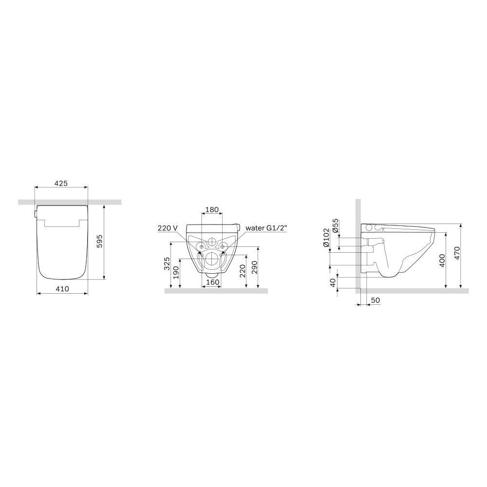 Подвесной безободковый унитаз AM.PM CCC50A1700SC Inspire V2.0 с интегрированным электронным биде TouchReel схема 2