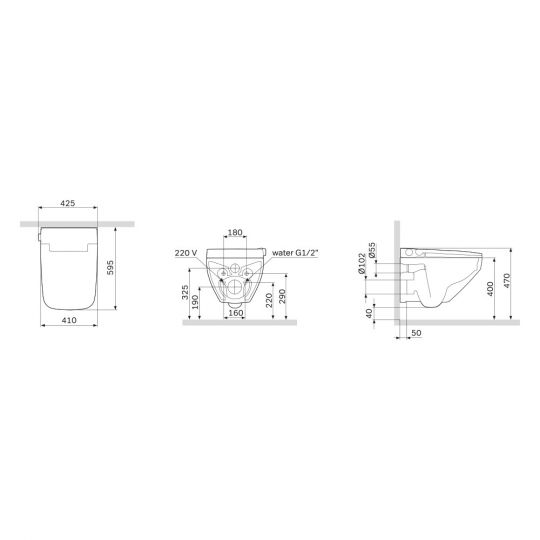 Подвесной безободковый унитаз AM.PM CCC50A1700SC Inspire V2.0 с интегрированным электронным биде TouchReel ФОТО