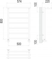 Полотенцесушитель водяной TERMINUS Контур с полкой П7 50х80 схема 3