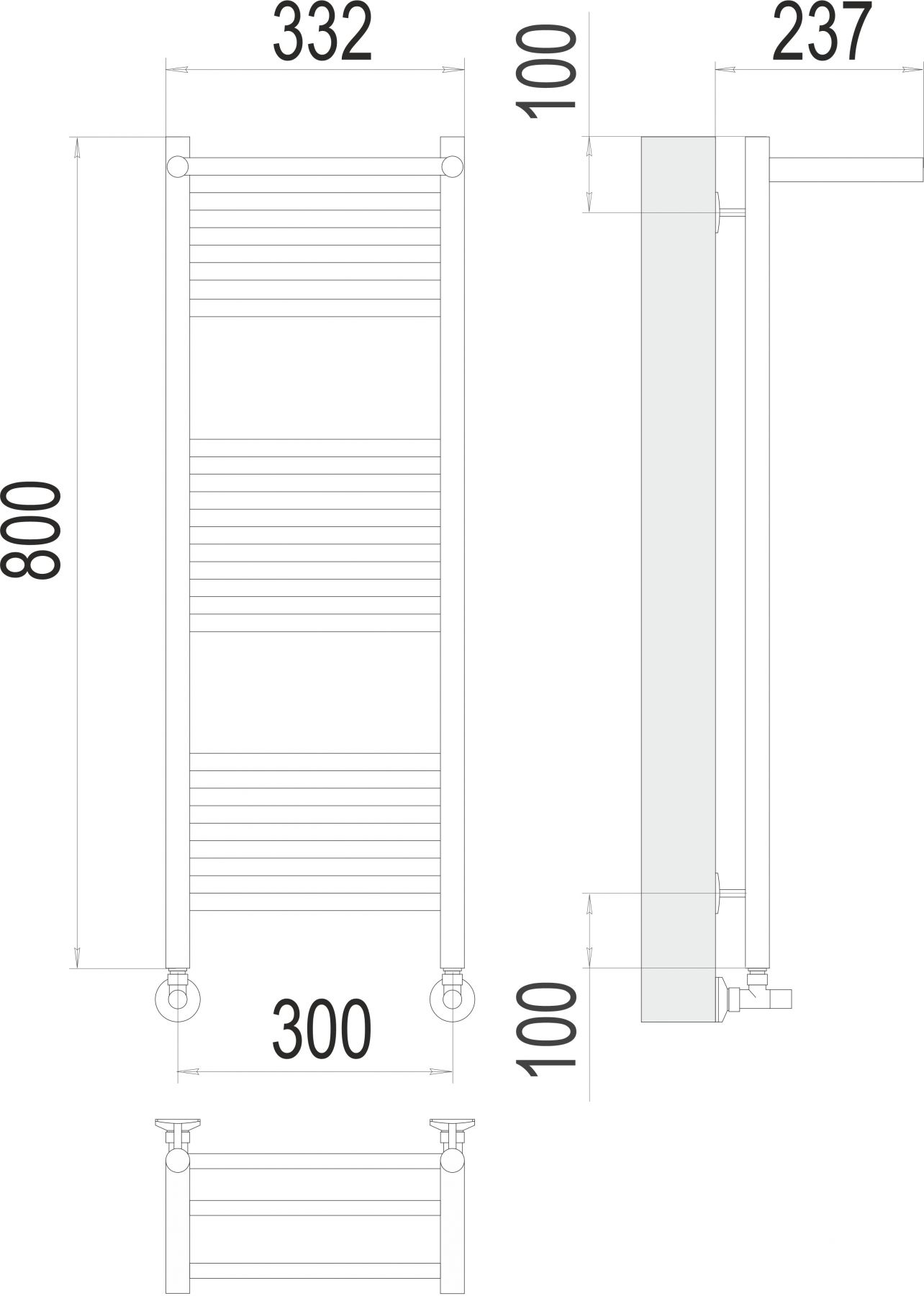 Полотенцесушитель водяной TERMINUS Аврора с полкой П16 30х80 схема 3