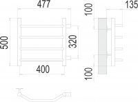 Полотенцесушитель водяной с боковым подключением TERMINUS Виктория П4 40х50 схема 3
