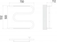 Полотенцесушитель водяной с боковым подключением TERMINUS М-образный с полкой 70х53,2 схема 3