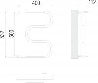 Полотенцесушитель водяной с боковым подключением TERMINUS М-образный с полкой 40х50 схема 3