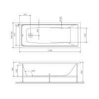 Встраиваемая ванна с шумоизоляцией Am.Pm Gem W90A-170-075W-A 170х75 схема 2