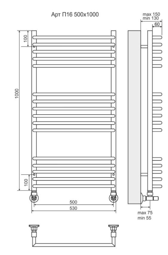 Электрический полотенцесушитель TERMINUS Арт П16 50х100 схема 3