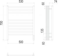 Электрический полотенцесушитель TERMINUS Ватикан П9 53х70 схема 3