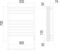 Электрический полотенцесушитель TERMINUS Сицилия П9 53х70 схема 3