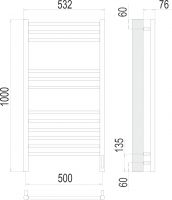 Электрический полотенцесушитель TERMINUS Аврора П12 53,2х100 схема 3