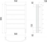 Электрический полотенцесушитель TERMINUS Виктория П6 53,2х65 схема 3