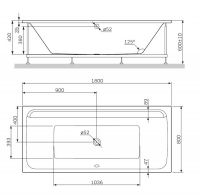 Акриловая ванна Am.Pm Inspire V2.0 W52A-180-080W-A 180х80 схема 2