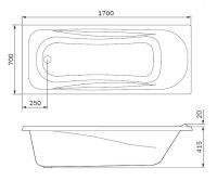 Акриловая ванна Am.Pm Sense W76A-170-070W-A 170х70 схема 2