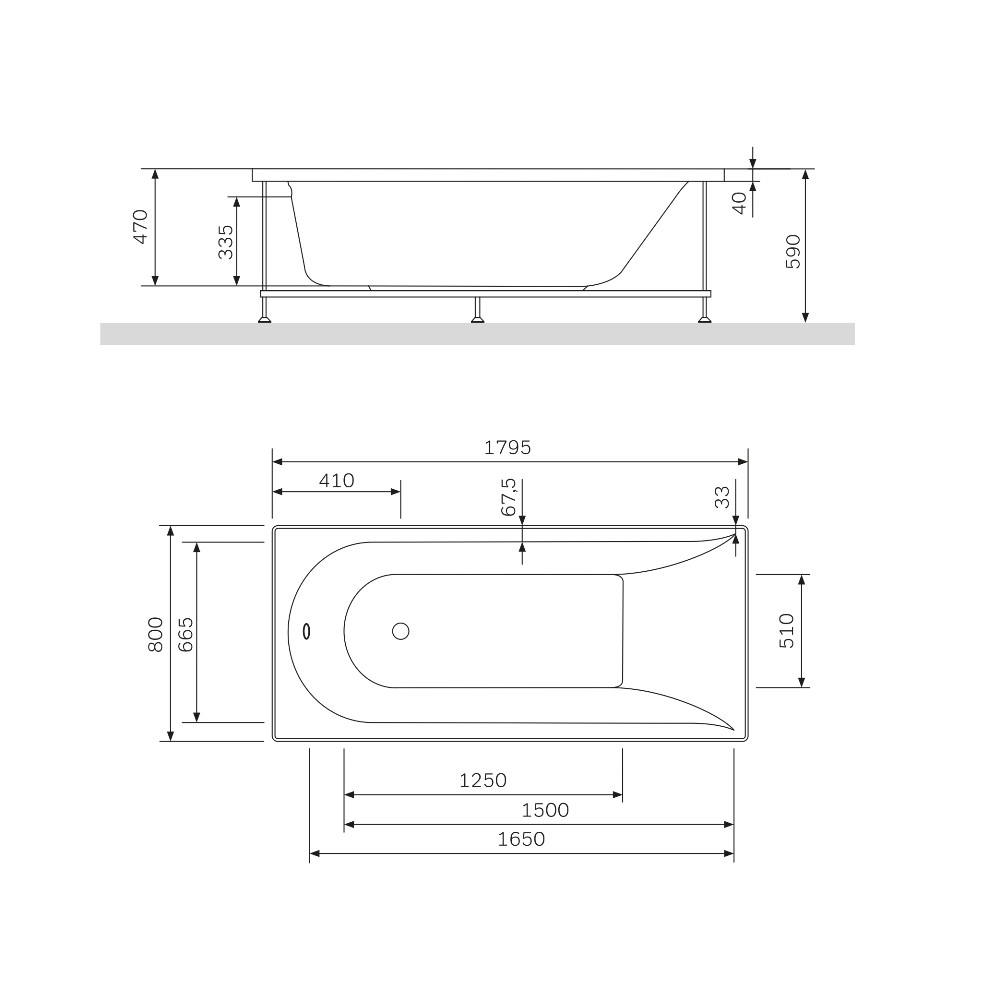 Акриловая ванна Am.Pm Spirit W72A-180-080W-A2 179,5х80 схема 2