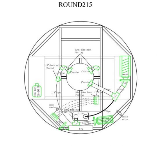 Круглый гидромассажный СПА бассейн BestSpas Round215 215х215 схема 10