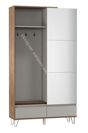 Шкаф для одежды (прихожая) 58.18 Гавана с зеркалом, Кейптаун/Серый