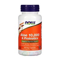 Now Foods Алоэ 10 000 с пробиотиками, 60 капс