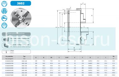 4-х кулачковый патрон с двойными направляющими 3602-400 Bison-Bial 4-х кулачковый патрон с двойными направляющими 3602-400 Bison-Bial