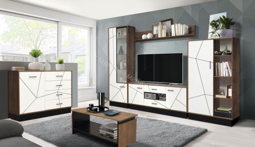 Шкаф-пенал 54.01 Гамма (левый), Таксония/Белый