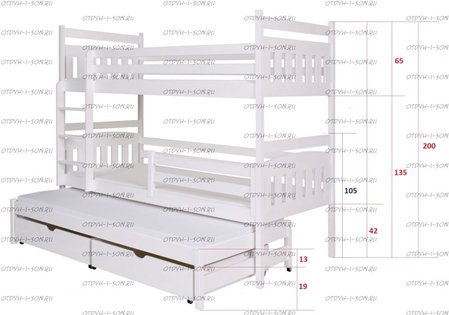 Кровать трехъярусная Сандра Классика №1Y
