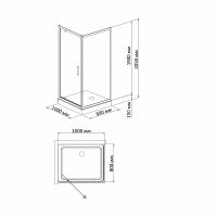 Душевой уголок BandHours Frenk (Френк) 100x80 см без поддона (дверь 100) схема 2