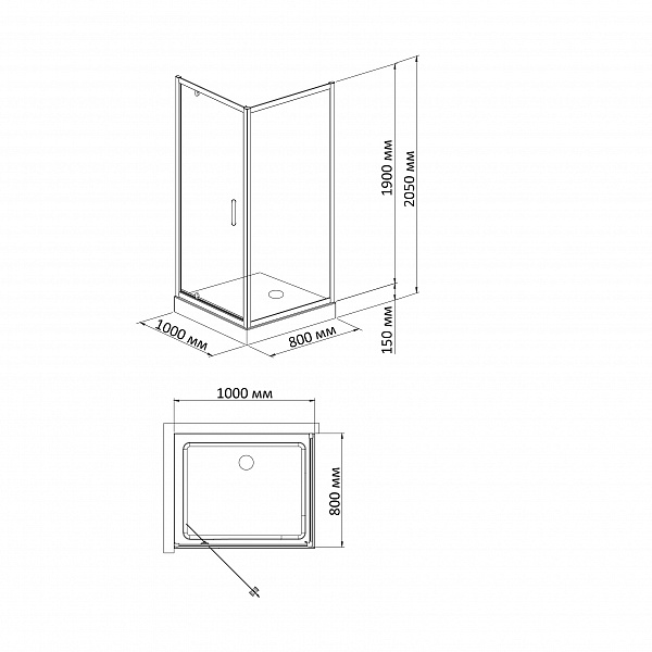Душевой уголок BandHours Frenk (Френк) 100x80 см без поддона (дверь 100) схема 2