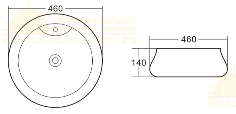 Круглая раковина на столешницу BelBagno BB1398 46х46 см схема 2