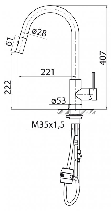 Смеситель для кухни Belbagno BB-LAM31B-IN схема 2